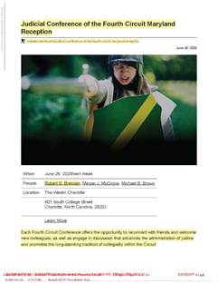 Miles & Stockbridge Announcement
"Judicial Conference of the Fourth Circuit Maryland Reception"